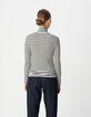 Dames-T-shirt met navy coltrui en witte strepen-3