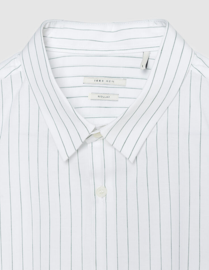 Camisa regular de rayas verde almendra para Hombre-5