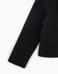 Cardigan noir esprit motard molleton matelassé fille-6