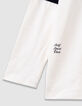 Boys’ navy and white organic cotton T-shirt, camel neck-7