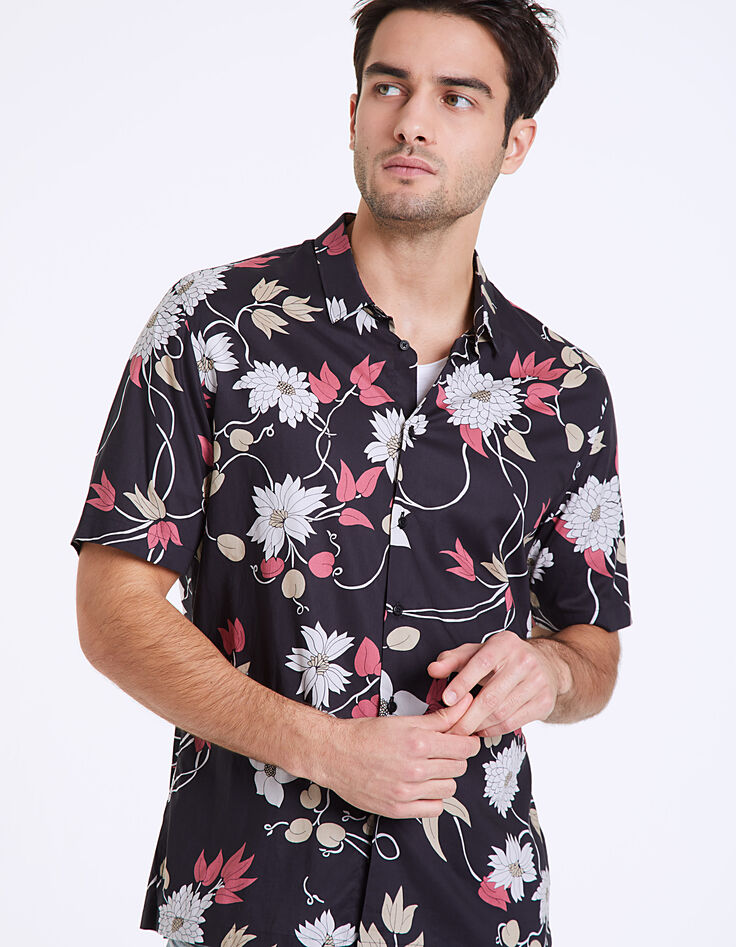 Chemise noire imprimée maxi-floral Homme-4