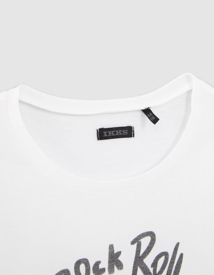 T-shirt blanc cassé coton bio visuel mocassins fille-3