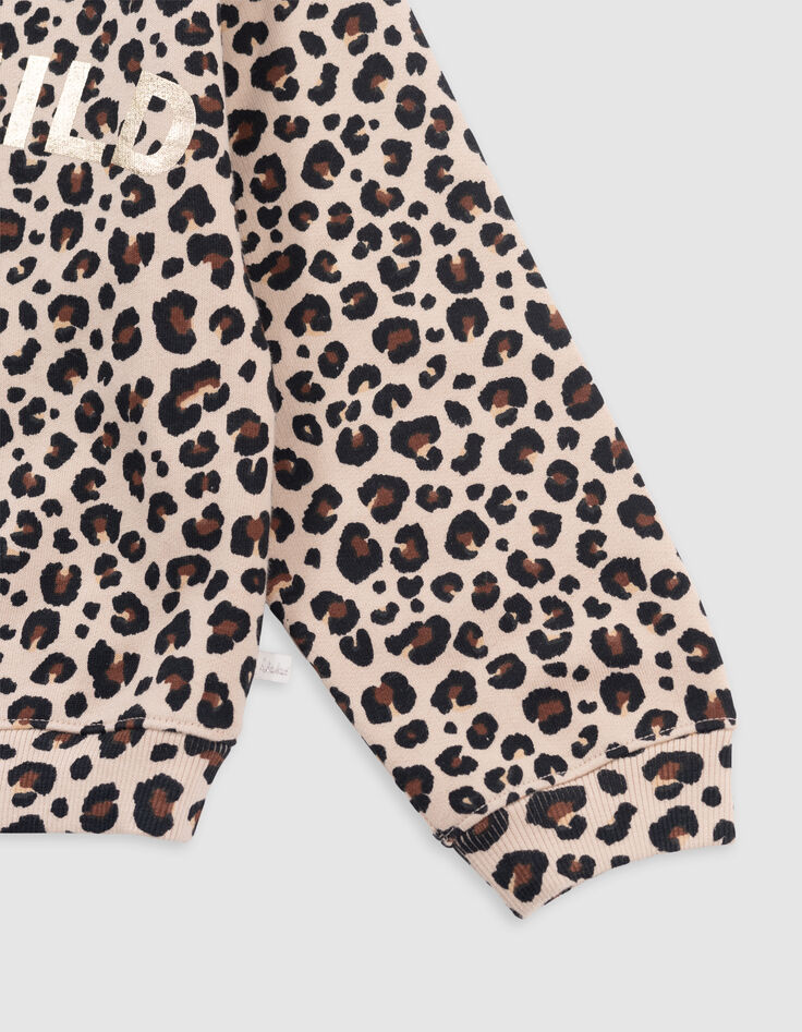 Sudadera beige estampado leopardo niña-5