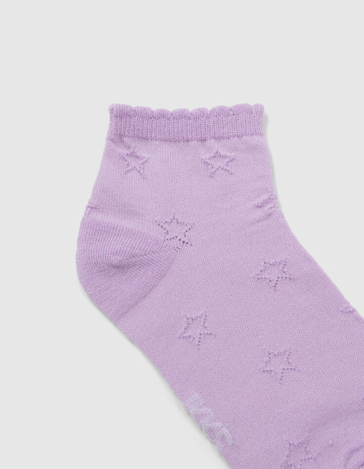 Kurze Mädchensocken in Lila und Weiß-5