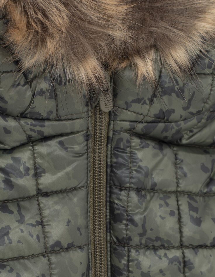 Baby boys’ khaki camouflage print fur-lined padded jacket-5
