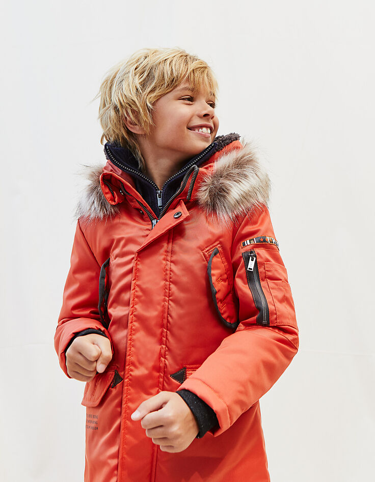 Oranje parka voor jongens -1