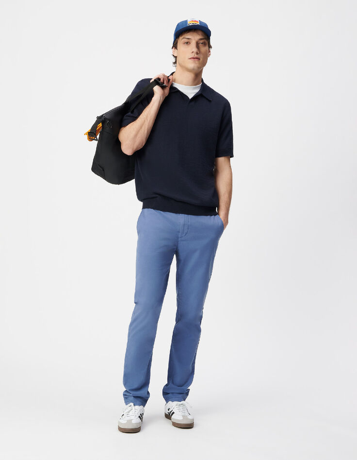 Men's blue slim-fit chino pants-1