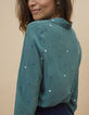 I.Code duck green silk shirt with heart print -4