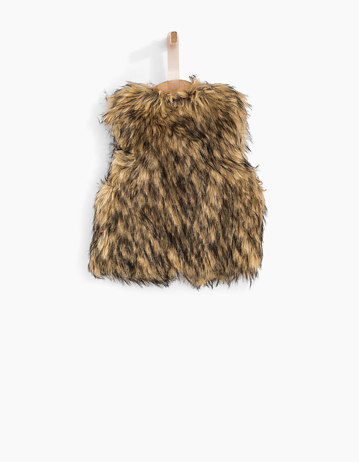 Girls’ beige faux fur gilet-4