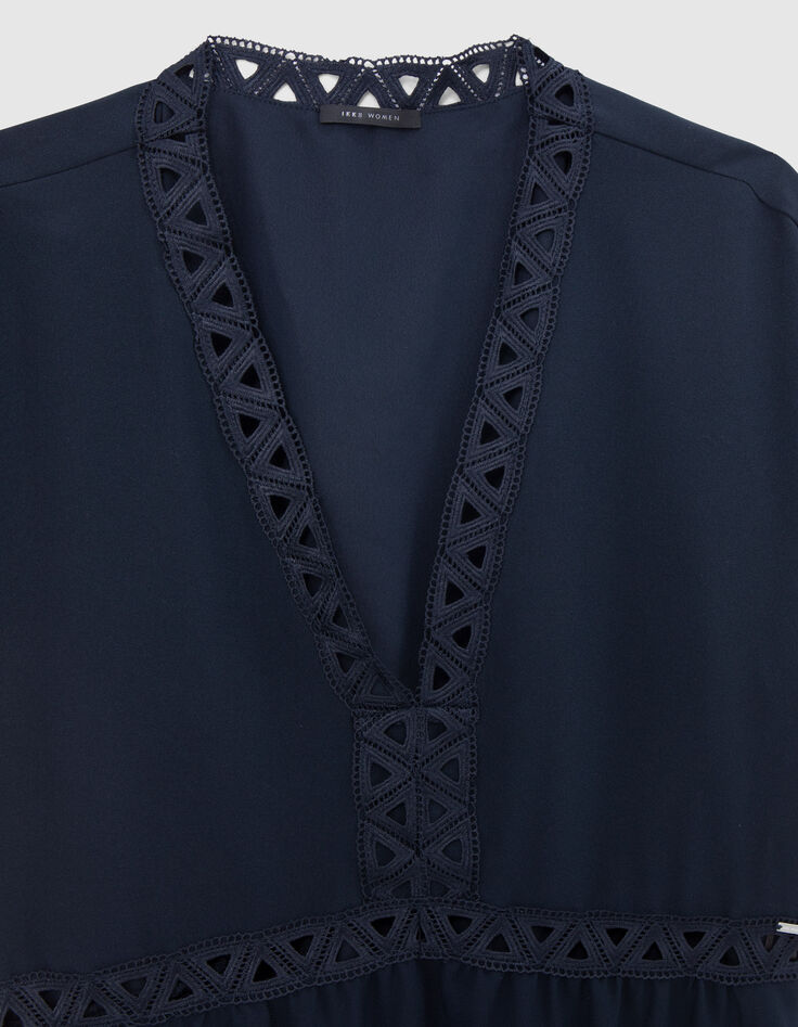Robe marine recyclée ganses dentelle Femme-7 Robe marine recyclée ganses dentelle Femme-7