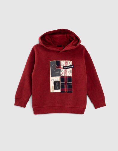 Boys’ red flag patchwork hoodie - IKKS