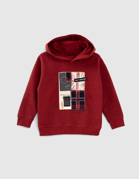 Boys’ red flag patchwork hoodie - IKKS