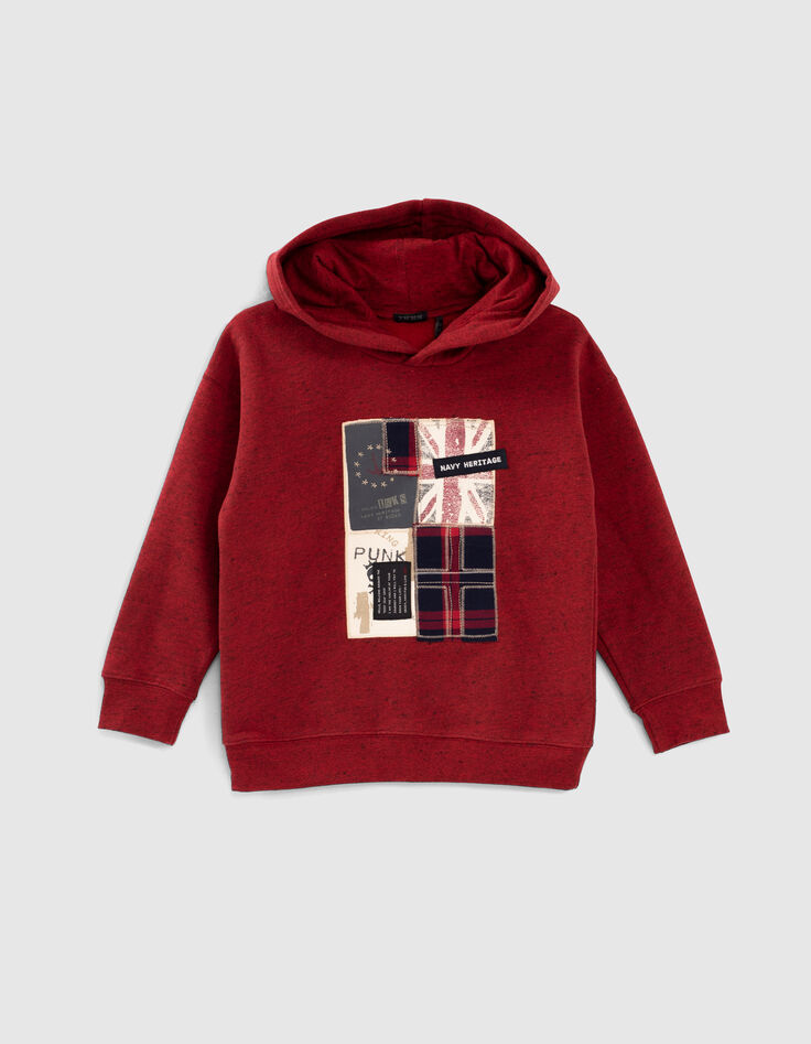 Boys’ red flag patchwork hoodie-1