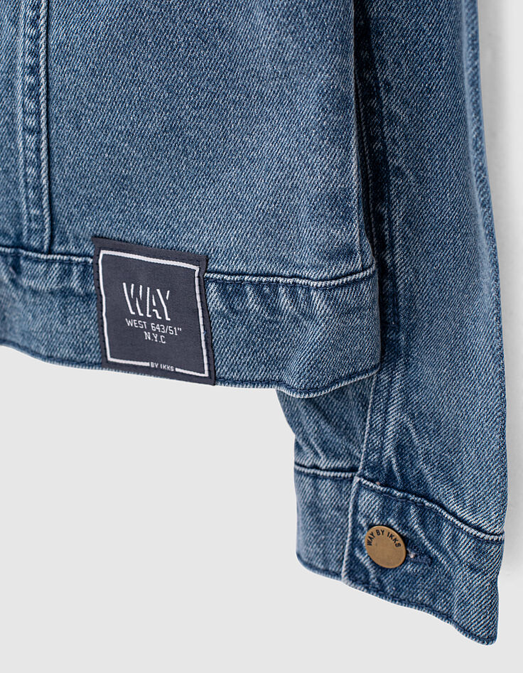 Chaqueta vaquera stone blue ecológico capucha felpa niño -6
