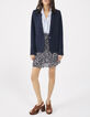 Veste tailleur marine rayures col et manches femme-7