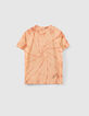 Oranje T-shirt tie and dye-print met tekst-2