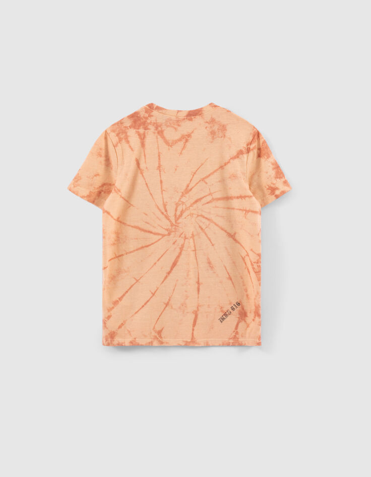 Oranje T-shirt tie and dye-print met tekst-2