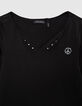 Girls’ black button-neck T-shirt + white lettering on back-4