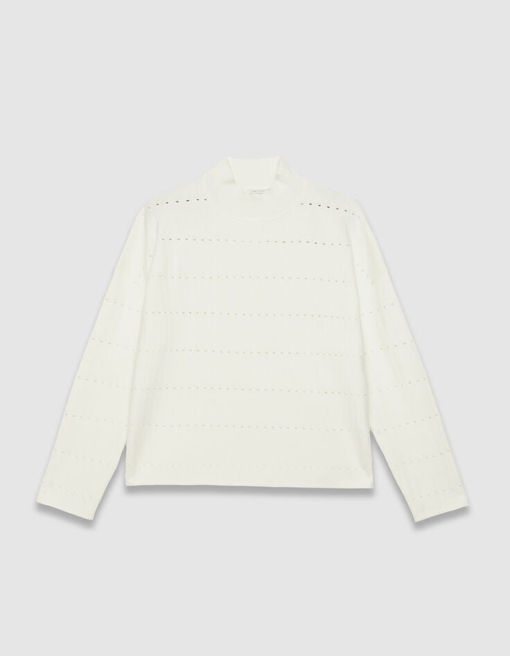 Weißer Damen-Pullover mit Lochmuster-6 Weißer Damen-Pullover mit Lochmuster-6