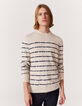 Men’s beige sailor sweater with stone blue & black stripes-3