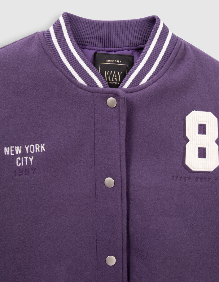Violet en wit baseballjack Collegestijl meisjes-3