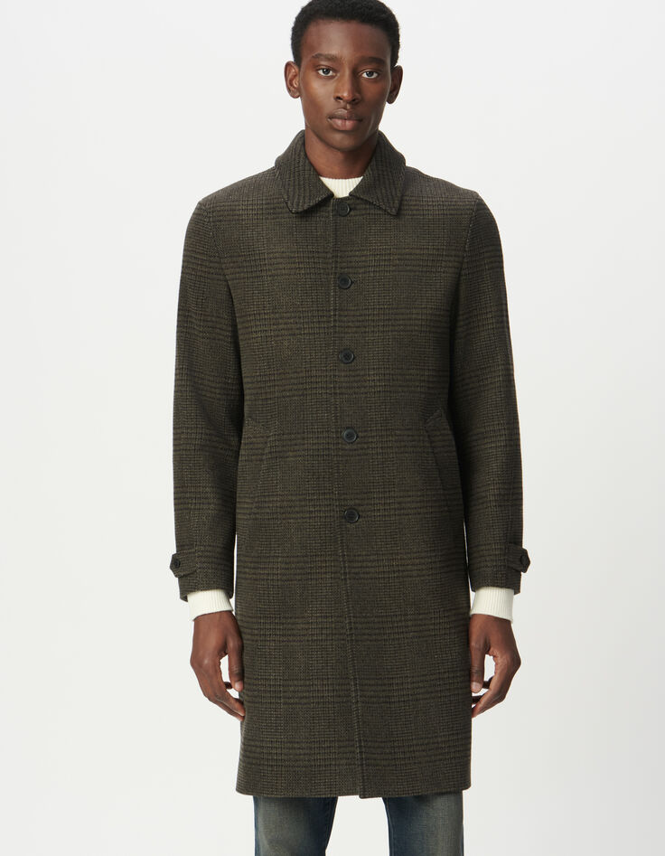 Men’s khaki check coat-2
