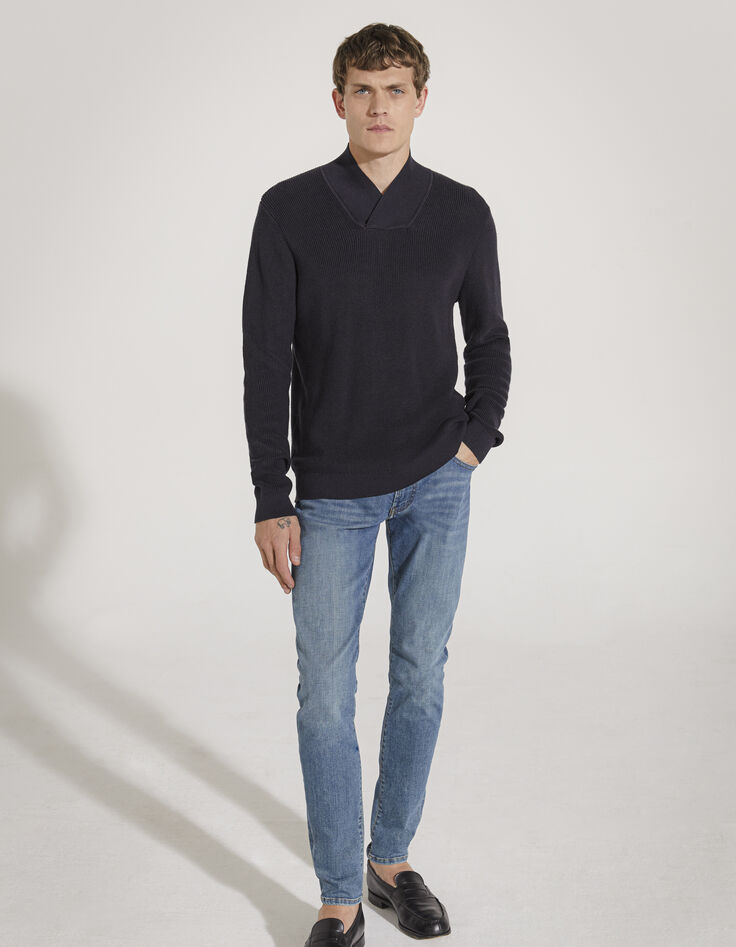 Pull marine &agrave; col ch&acirc;le Homme-6