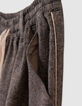 Weite Braune Mädchenhose melierter Flanell-7
