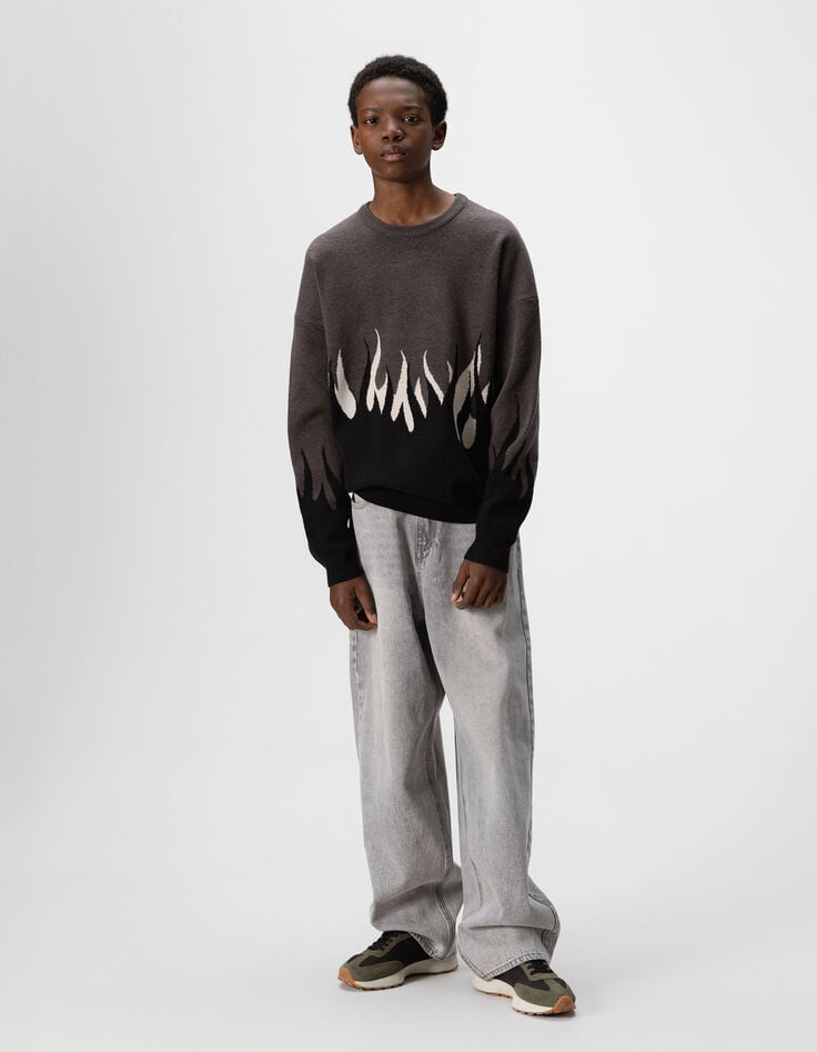 Boys’ faded grey super baggy jeans-9