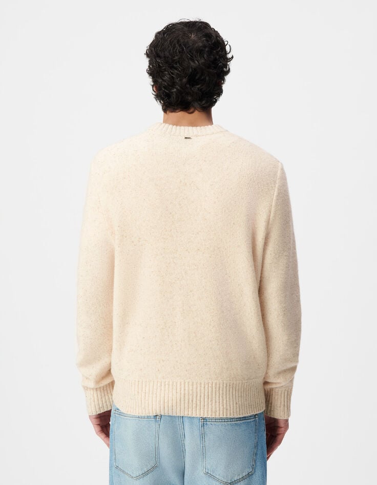 Beiger Winterpullover Rundhalsausschnitt-2