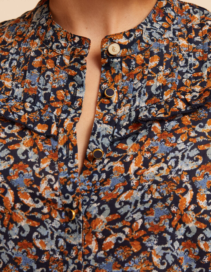 Robe bleue imprim&eacute; fleurs baroques I.Code-4