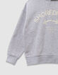Sudadera capucha gris mensaje flocado terciopelo niño-6