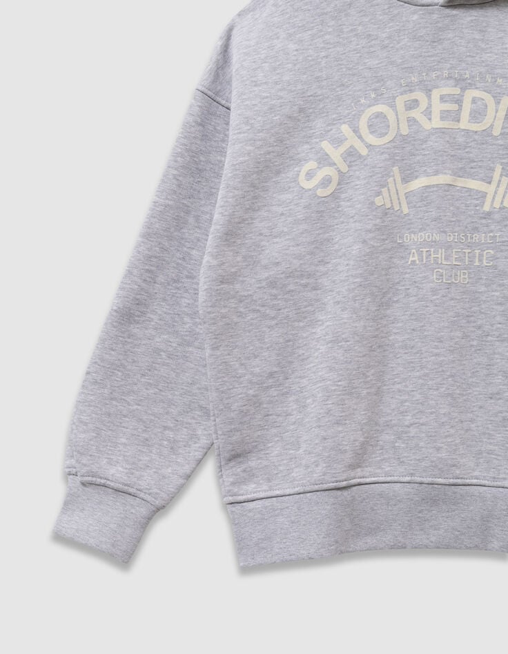 Grijze hoodie geflockte fluwelen tekst jongens-6 Grijze hoodie geflockte fluwelen tekst jongens-6