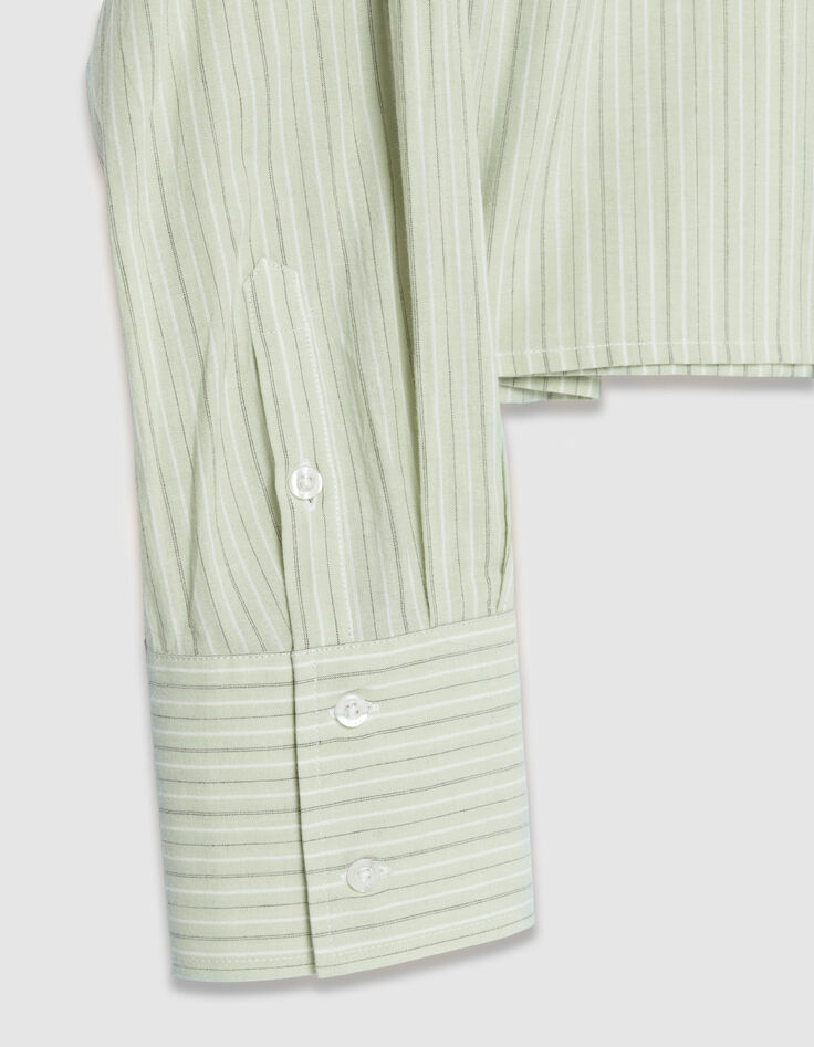 Gr&uuml;n gestreiftes Hemd mit Krawatte f&uuml;r Damen-7