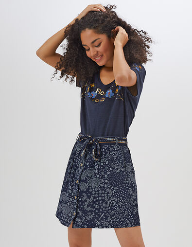 Falda corta marina estampado pañuelo - IKKS