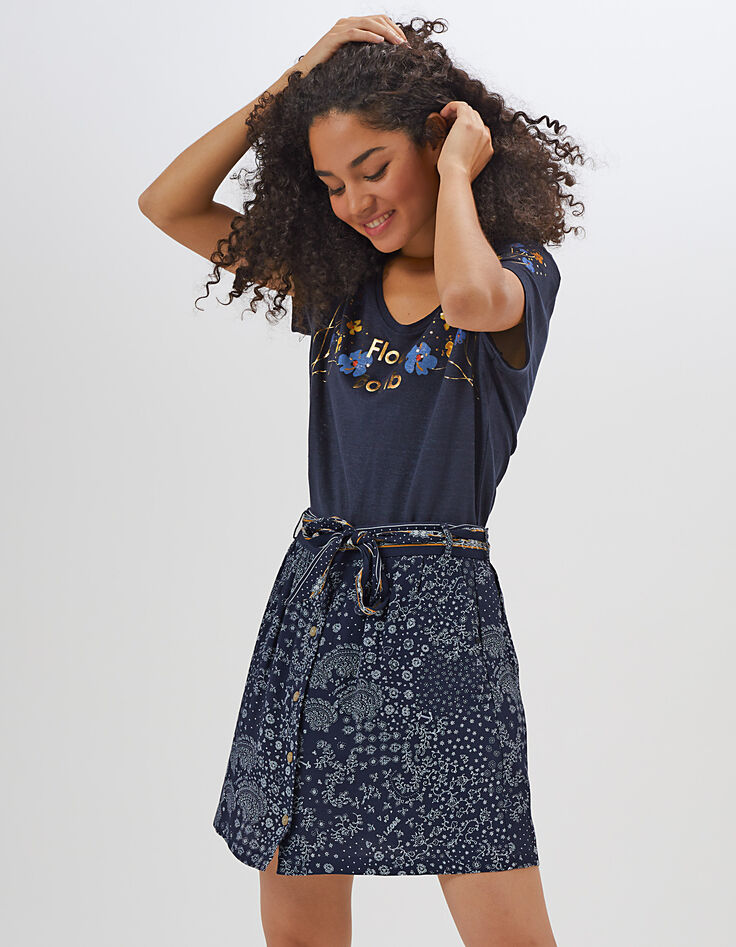 Falda corta marina estampado pañuelo-1