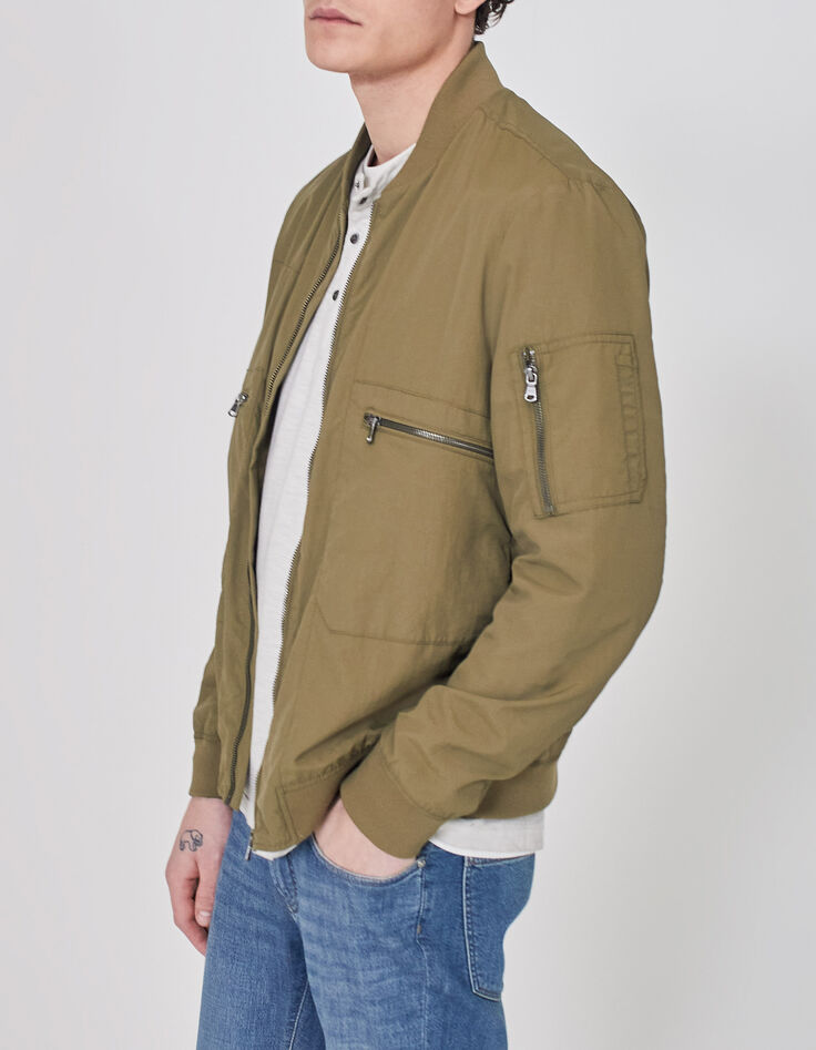 Men’s light khaki nylon bomber jacket-2