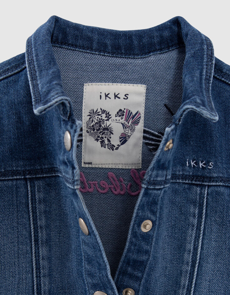 Chaqueta vaquera azul bordado espalda bebé niña-6