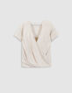 Tee-shirt dor&eacute; maille ajour&eacute;e cache-coeur dos Femme-7