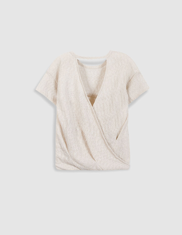 Tee-shirt dor&eacute; maille ajour&eacute;e cache-coeur dos Femme-7