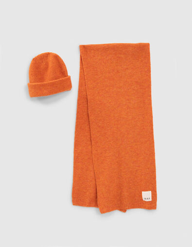 Conjunto gorro y bufanda naranja punto mujer - IKKS