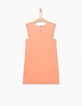 Girls’ peach dress, lace trim-5