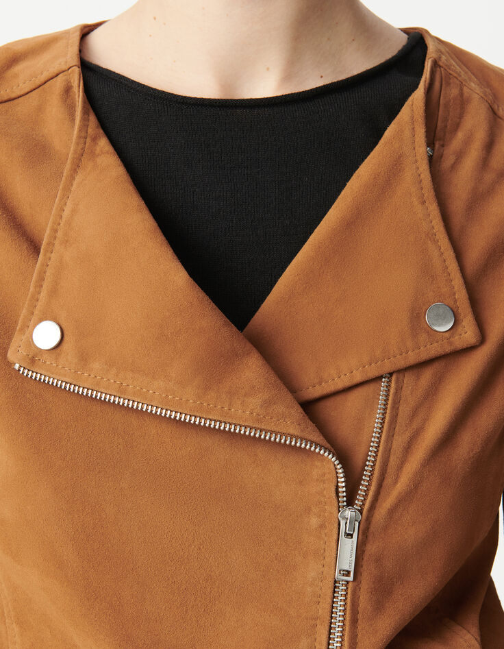 Blouson en cuir cognac femme-4