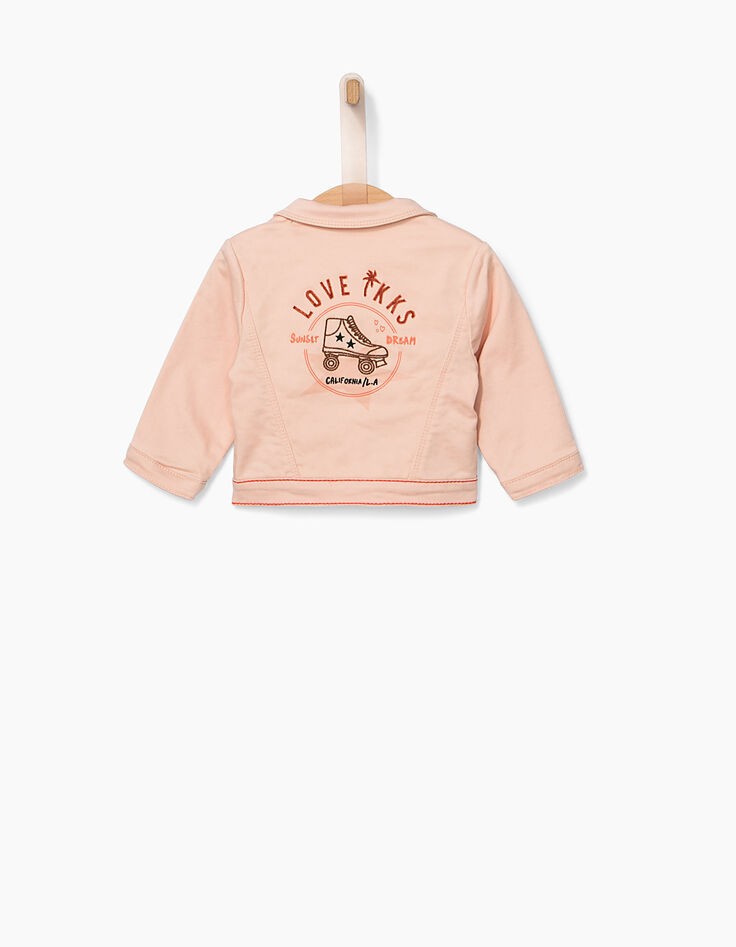 Puderrosa Baby-Blazer mit besticktem Rücken-2