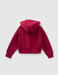Sweat bordeaux brodé à capuche fille-3
