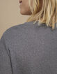 Pull gris chiné moyen tricot lurex à message brodé I.Code-5