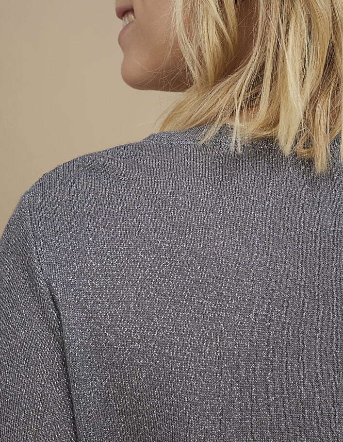 I.Code mid-grey marl embroidered slogan lurex knit sweater - I.CODE