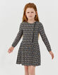 Zwarte 2-in-1 jurk met kasjmierprint en sweater meisjes-7