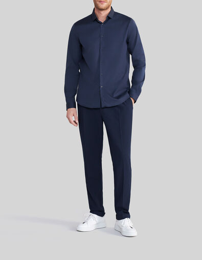 Marineblaue Herrenjogginghose aus Seersucker - IKKS