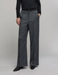 Women's black herringbone check suit pants-3
